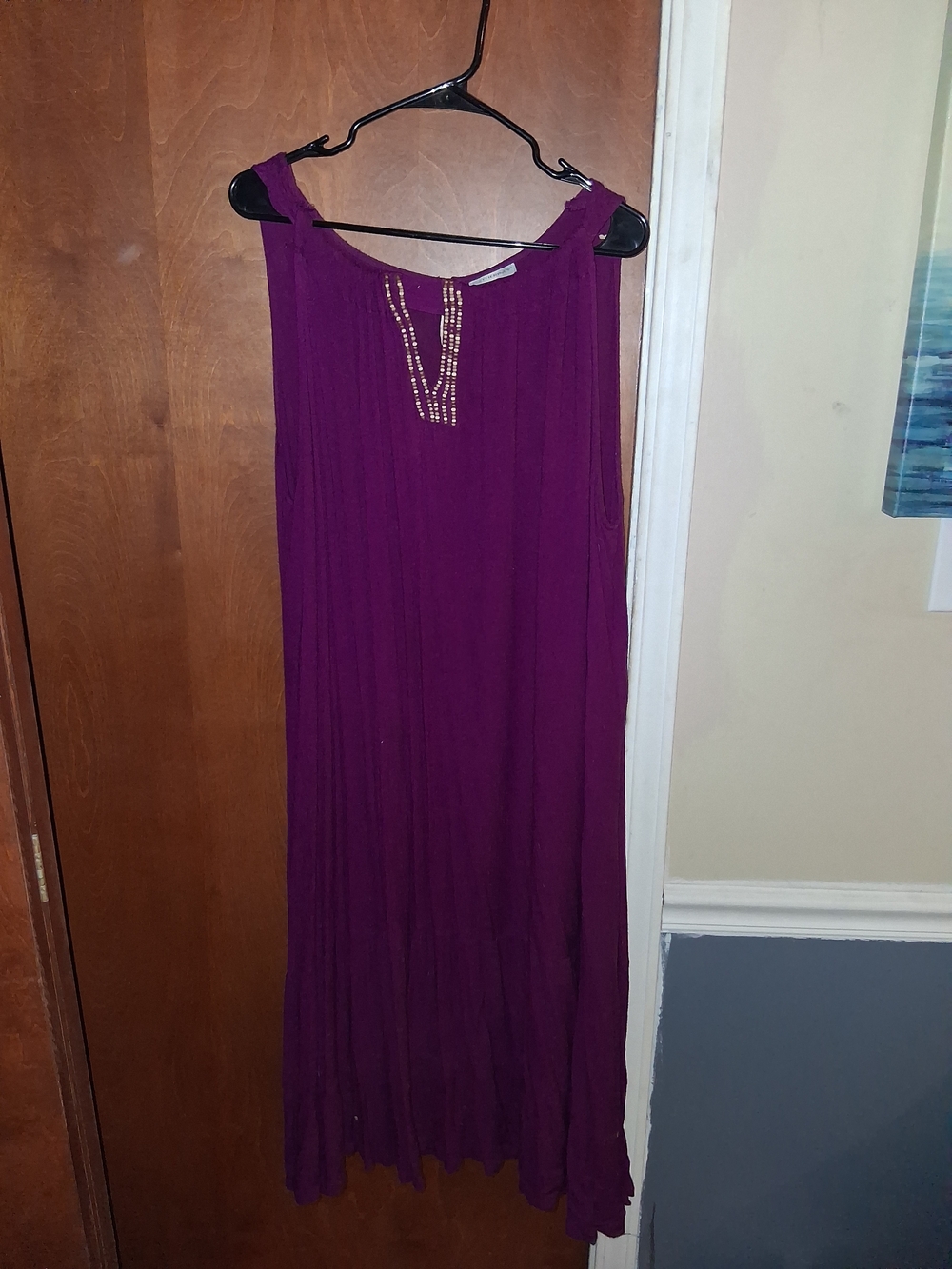 Catherines Purple Maxi Dress with Beaded Neckline